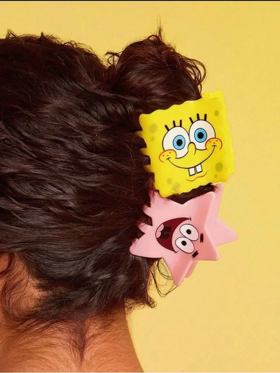 SpongeBob SquarePants Yellow Sponge & Pink Patrick Star Hair clips set of 2 - Picture 3 of 3